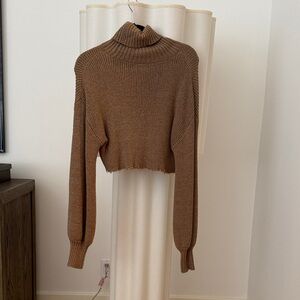 L'Academie Cropped Brown Turtleneck Sweater